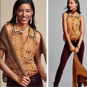 CAbi Style 3436 Cheers Blouse Sheer Chiffon Size S 🔥